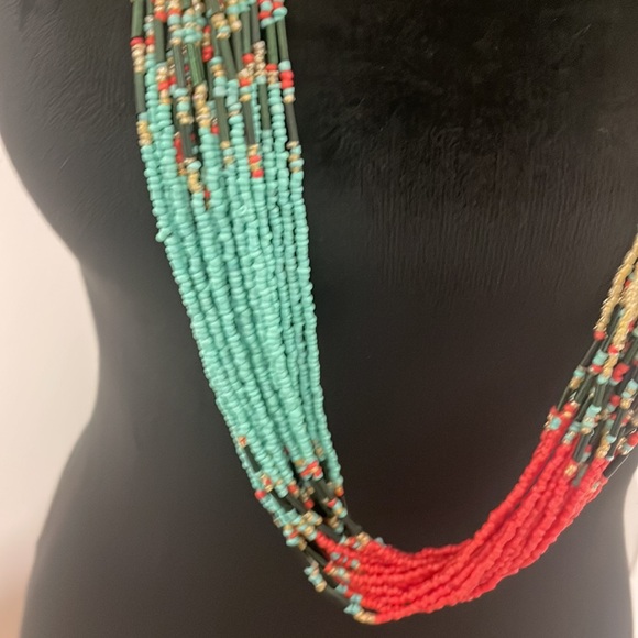 🎉❤️ NEW Boho Long Multicolor Beaded Necklace Earring Set - Picture 6 of 7
